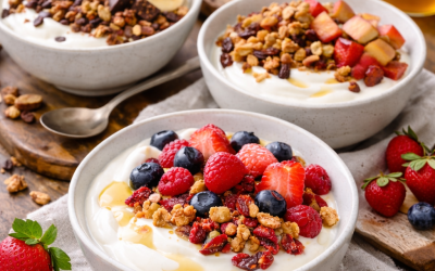 Yogur bowl “base” + 5 toppings (receta fácil)